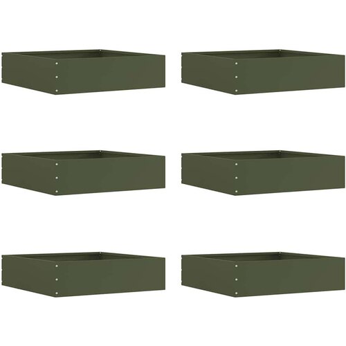 vidaXL Robovi trave 6 pcs Oljčno zelena 50 x 50 x 13 cm Jeklo Cene