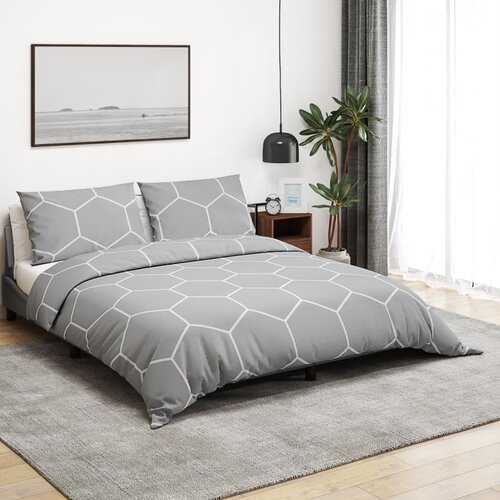 VidaXL Set posteljine za poplun sivi 240x220 cm pamučni Slike