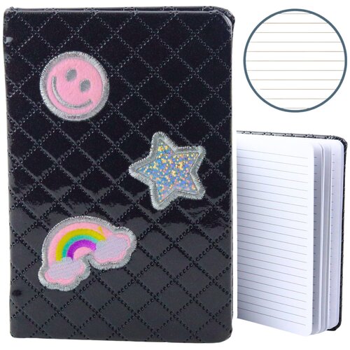  Lined Notebook Glitter Patches Black B6 80 Sheets Cijene