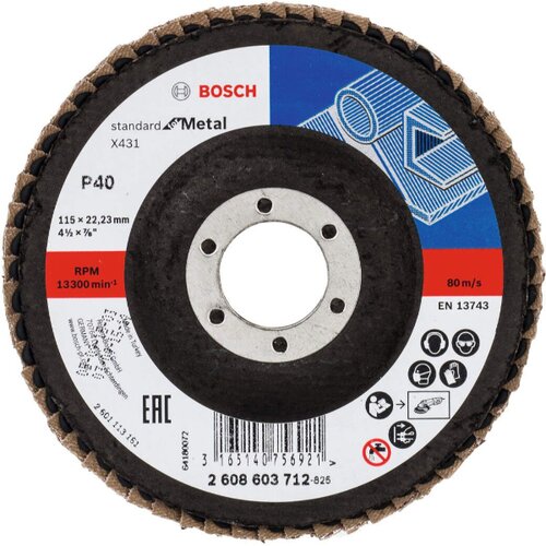 Bosch flap disk ravni X431 za metal standard 115mm Slike
