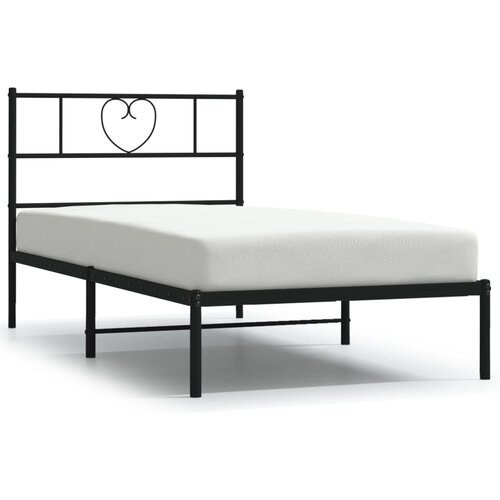 Maison Chic Kovinski Posteljni okvir - Enojna postelja - Postelja za odrasle z vzglavjem črn 100x190 cm, (21694739) Slike