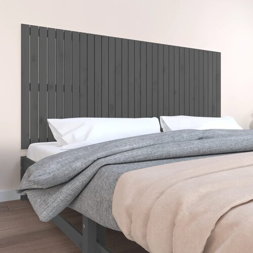 vidaXL Stensko posteljno vzglavje sivo 204x3x90 cm trdna borovina Cene