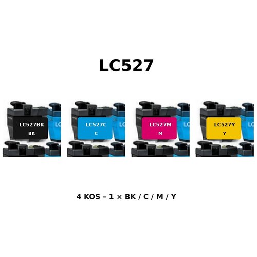  Komplet kompatibilnih kartu&amp;scaron; za Brother LC527 za MFC-J4350DW, MFC-J4550DW, MFC-J6760DW, MFC-J6960DW, MFC-J6975DW, MFC-J6977DW &amp;ndash; BK/C/M/Y, 4 kos Slike