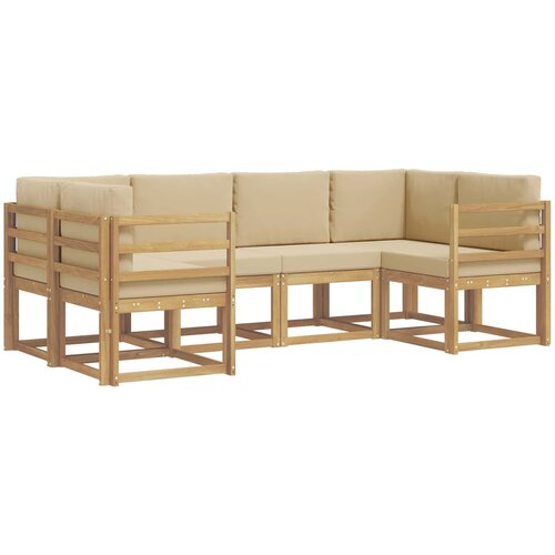  Set vanjskih sofa 6 kom. Bijela i bež Smeđa 245 x 126,5 x 73 cm Slike