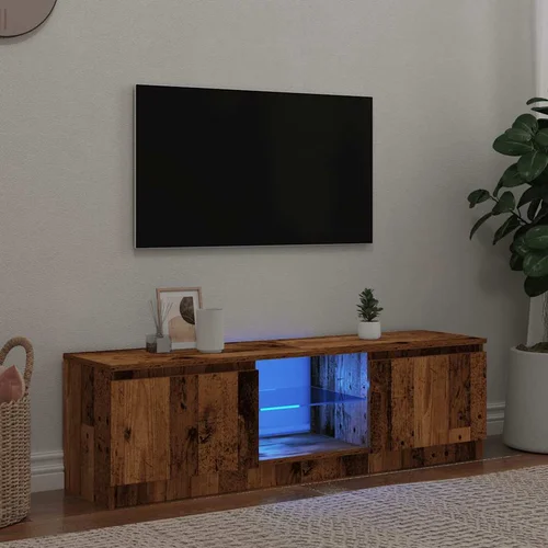 vidaXL TV omarica z LED starinski les 140x40x35,5 cm inženirski les