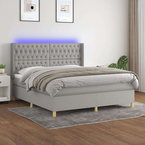  Box spring postelja z vzmetnico LED sv. siva 160x200 cm blago, (20789006) Slike