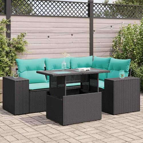 vidaXL 5-dijelni set vrtnih sofa s jastucima crni od poliratana bagrem Cijene