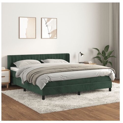 VidaXL Box spring postelja z vzmetnico temno zelena 180x200 cm žamet Slike