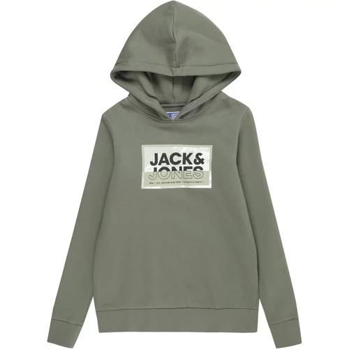 Jack & Jones Sweater majica 'LOGAN' maslinasta / pastelno zelena / crna / bijela