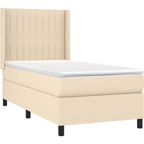  Krevet s oprugama i madracem krem 100 x 200 cm od tkanine Slike