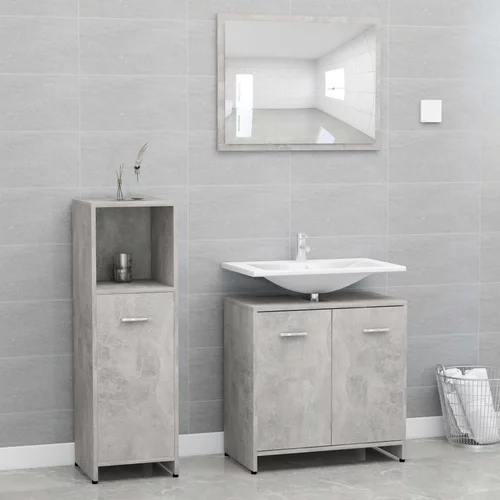  3-dijelni set kupaonskog namještaja od iverice siva boja betona