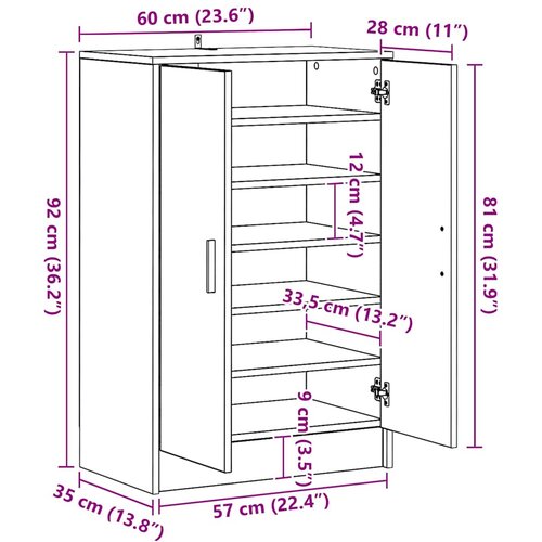  za cipele boja staro drvo 60x35x92 cm konstruirano drvo Slike