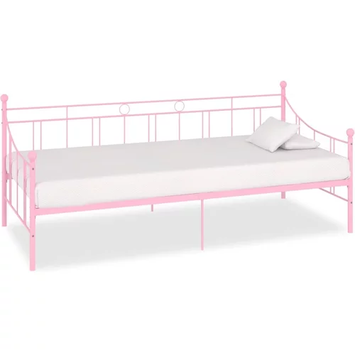  Posteljni okvir za dnevno posteljo roza kovinski 90x200 cm