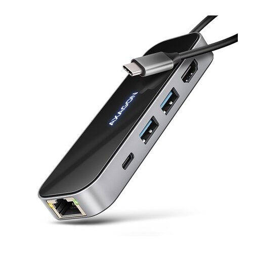 Axagon HMC-6GLN USB-C 5Gbps GLASS 6in1 hub Slike