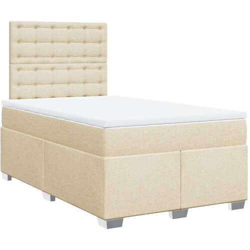 VidaXL Krevet box spring s madracem krem 120 x 190 cm od tkanine Slike