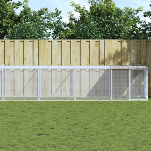 VidaXL Kavez za koko&amp;scaron;i s krovom svjetlosivi 803x98x90 cm čelični Slike