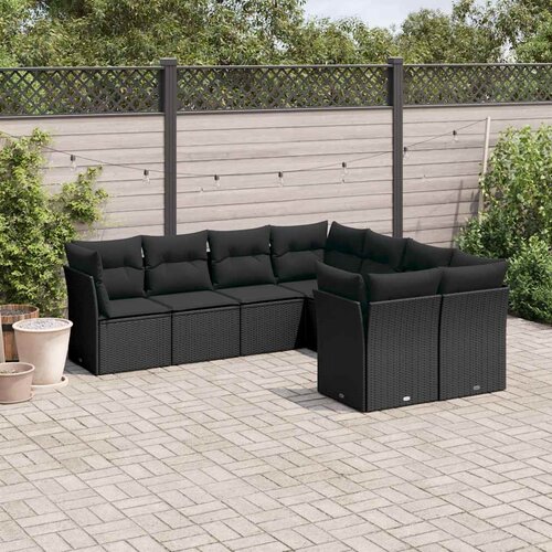  8-dijelni set vrtnih sofa od poliratana s jastucima crni Cijene