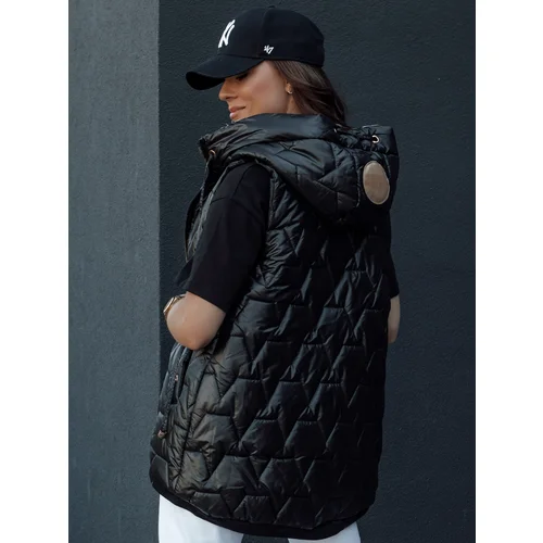 DStreet Women's quilted vest with hood GLITZY black