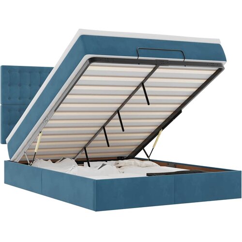 Maison Chic Otomanska Posteljni okvir - Dvoposteljna postelja - Zakonska postelja z vzmetnicami & LEDs temno modra 140x190cm-J132, (21768930) Cene