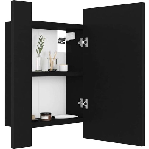 VidaXL LED kopalni&amp;scaron;ka omarica z ogledalom črna 40x12x45 cm Slike