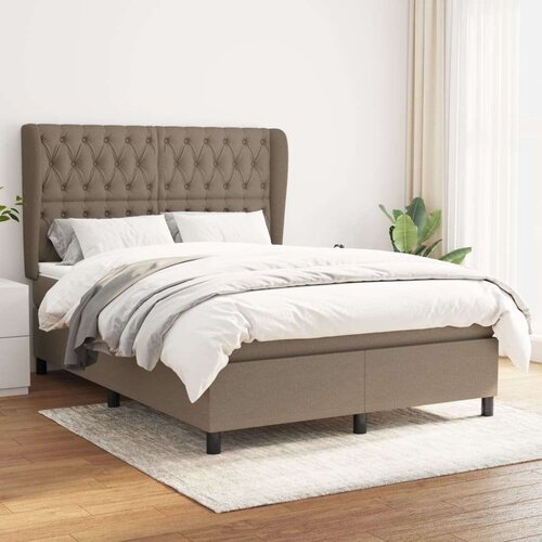  Box spring postelja z vzmetnico taupe 140x190 cm blago, (20896356) Cene