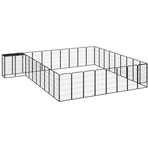 vidaXL Ograda za pse s 38 panela crna 50 x 100 cm čelik obložen prahom
