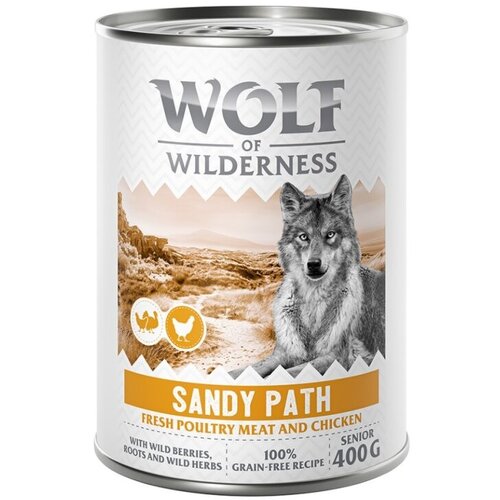 Wolf of Wilderness Senior “Expedition” 6 x 400 g - Sandy Path - perutnina s piščancem Cene