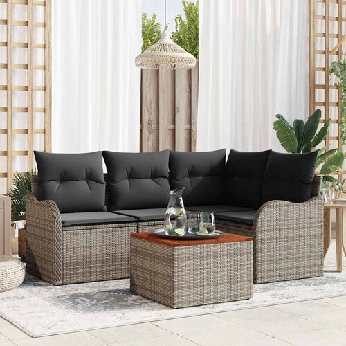  Sjedeća garnitura za vrt 5 kom. Siva poliratan 177,5 x 122,5 x 69 cm Cene