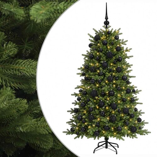  Umjetno božićno drvce s kuglicom 210 cm 300 LED lampica - 210 cm s LED-ima i crnim lopticama Slike