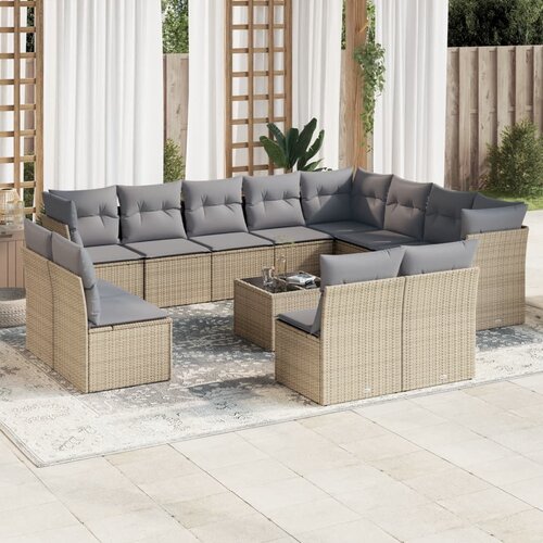 vidaXL 13-dijelni set vrtnih sofa s jastucima poliratan Bež Cene