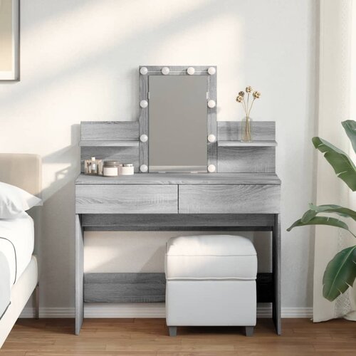 vidaXL Toaletna mizica z ogledalom siva sonoma 100x40x130 cm Cene