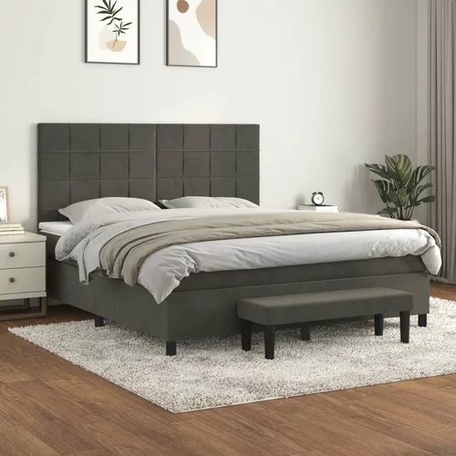  Box spring postelja z vzmetnico temno siva 180x200 cm žamet, (21089232)
