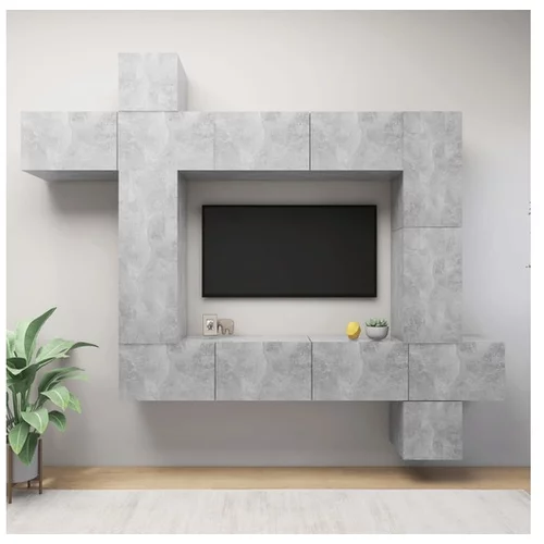  Komplet TV omaric 9-delni betonsko siva iverna plošča
