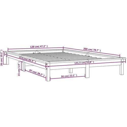  Okvir za krevet bijeli 120x200 cm od masivne borovine Slike