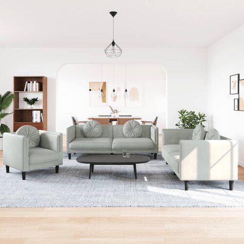 vidaXL 3-dijelni set sofa s jastucima svjetlosivi baršunasti Cijene