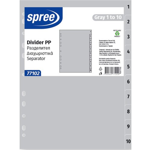  Pregradni karton 1-10 spree siv pp 77102 SPREE Cene