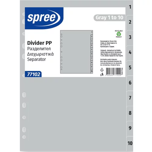  Pregradni karton 1-10 spree siv pp 77102 SPREE