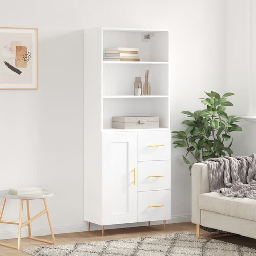 vidaXL Visoka omara bela 69,5x34x180 cm inženirski les Cene