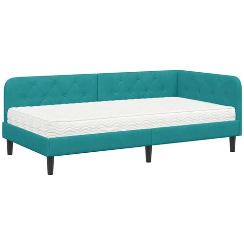 vidaXL Kotna postelja z vzmetnico Turkizna 100 x 200 cm Žamet, (5000105323) Cene