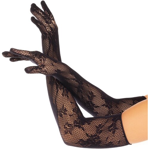 Leg Avenue Opera Length Floral Net Gloves 2033 Black Slike