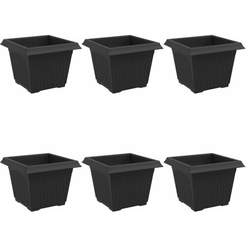  Kvadratna saksija za cvijeće 6 pcs Crna 23 x 23 x 17,5 cm Slike