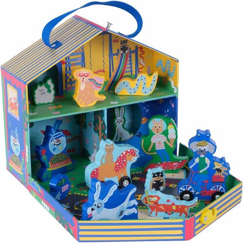Floss&amp;amp;Rock&amp;reg; prenosna igralna &amp;scaron;katla z lesenimi figuricami playbox pets (12 kosov) Slike