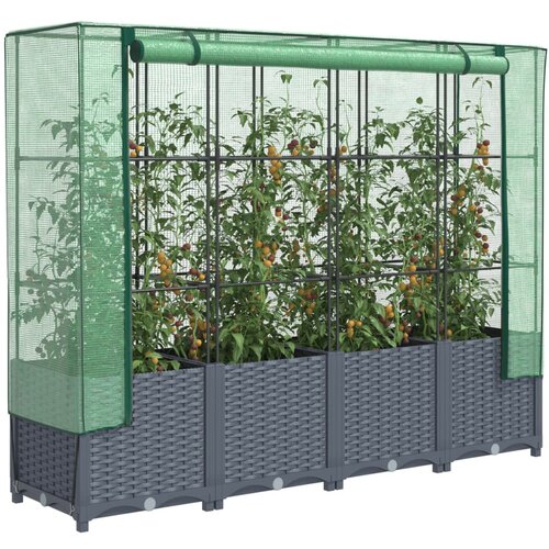 vidaXL Povišena gredica s pokrovom za staklenik 160 x 40 x 138 cm Cijene