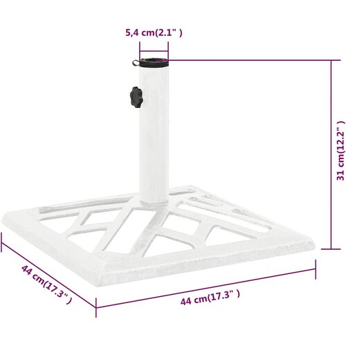  Stalak za suncobran bijeli 44 x 44 x 31 cm od lijevanog željeza Slike