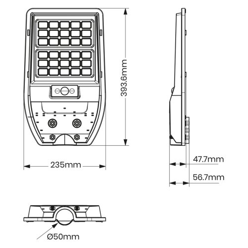  LED solarna ulična lampa VIA 50W/5000 mAh 3,2V 6000K IP65 + daljinski upravljač Slike