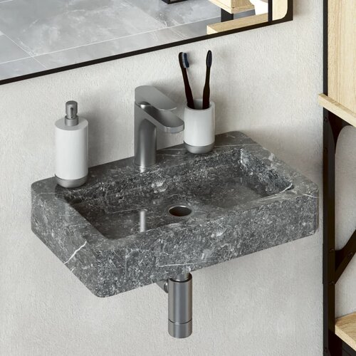 The Living Store Stenski umivalnik siv 38x24x6,5 cm marmor - Stenski Umivalnik, (21750151) Slike