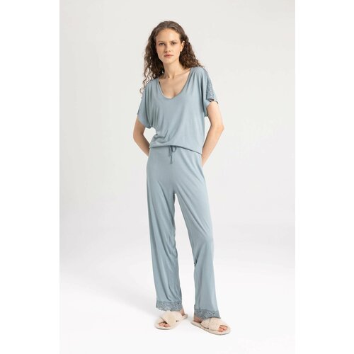 Defacto Fall in Love Regular Fit Short Sleeve 2 Piece Pajama Set Slike