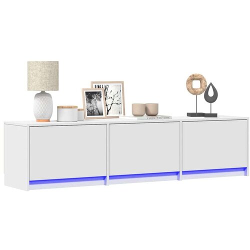 TV ormarić s LED svjetlima bijeli 165 x 34 x 40 cm drveni Cijene