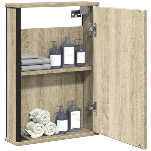  The Living Store Kopalniška omarica z ogledalom sonoma hrast 42x12x60 cm - Kopalniška Omarica Z Ogledalom, (21498917) Cene