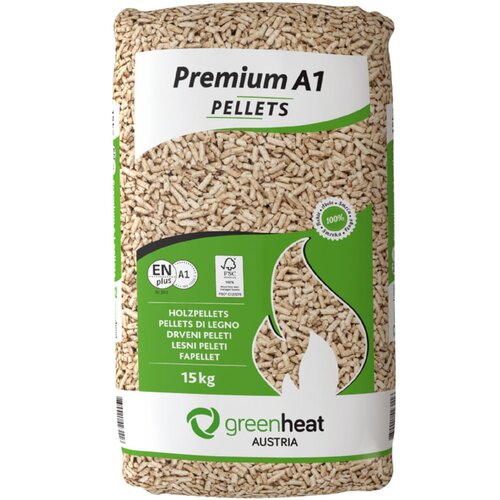  Peleti Greenheat Premium (100 % smrekov les, 15 kg) Cene